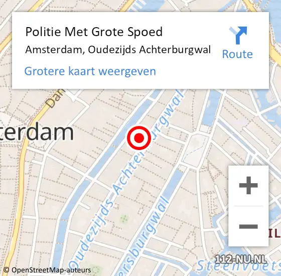 Locatie op kaart van de 112 melding: Politie Met Grote Spoed Naar Amsterdam, Oudezijds Achterburgwal op 13 oktober 2024 00:42