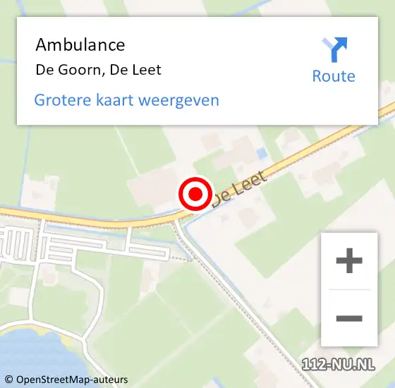 Locatie op kaart van de 112 melding: Ambulance De Goorn, De Leet op 13 oktober 2024 00:45