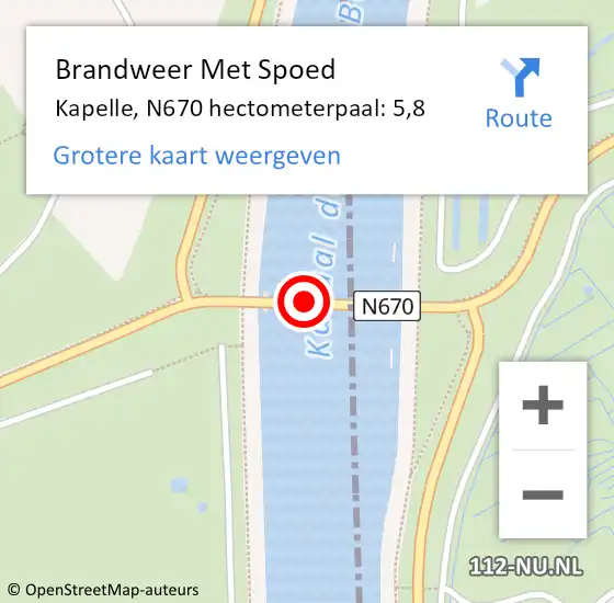 Locatie op kaart van de 112 melding: Brandweer Met Spoed Naar Kapelle, N670 hectometerpaal: 5,8 op 13 oktober 2024 01:03