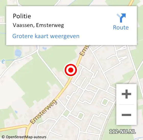 Locatie op kaart van de 112 melding: Politie Vaassen, Emsterweg op 13 oktober 2024 01:16