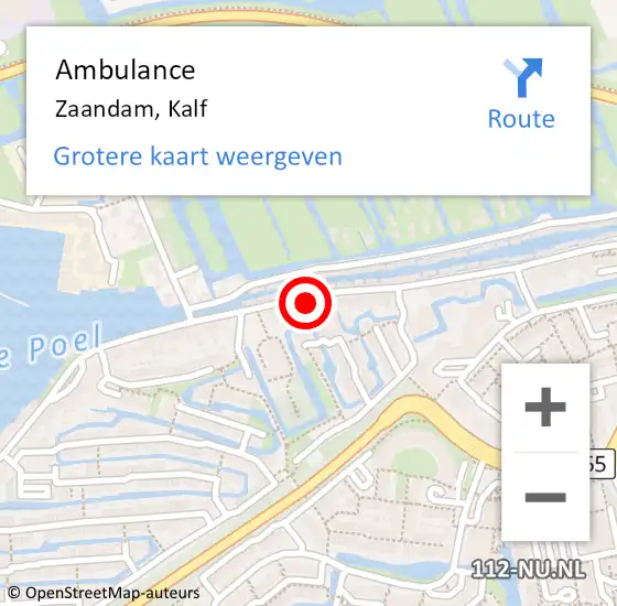 Locatie op kaart van de 112 melding: Ambulance Zaandam, Kalf op 13 oktober 2024 01:18