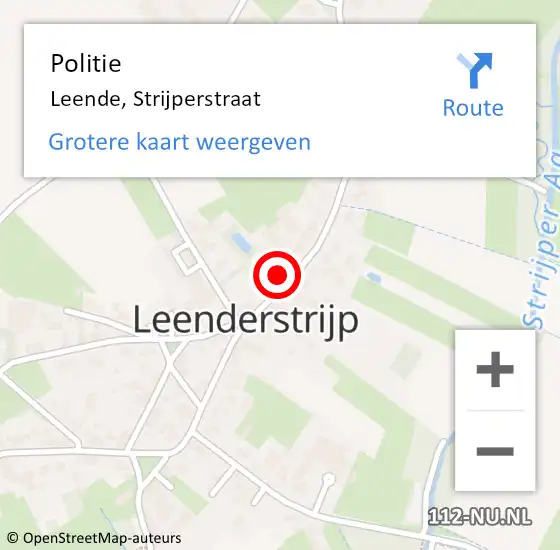 Locatie op kaart van de 112 melding: Politie Leende, Strijperstraat op 13 oktober 2024 01:28