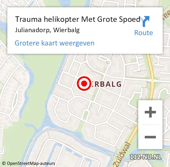 Locatie op kaart van de 112 melding: Trauma helikopter Met Grote Spoed Naar Julianadorp, Wierbalg op 13 oktober 2024 01:33