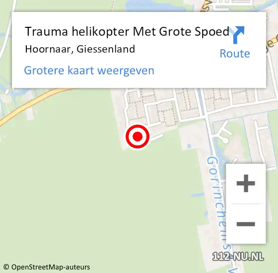 Locatie op kaart van de 112 melding: Trauma helikopter Met Grote Spoed Naar Hoornaar, Giessenland op 13 oktober 2024 02:00