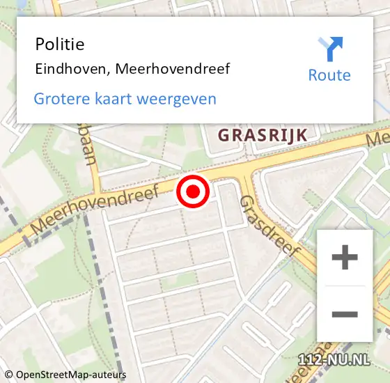 Locatie op kaart van de 112 melding: Politie Eindhoven, Meerhovendreef op 13 oktober 2024 02:33