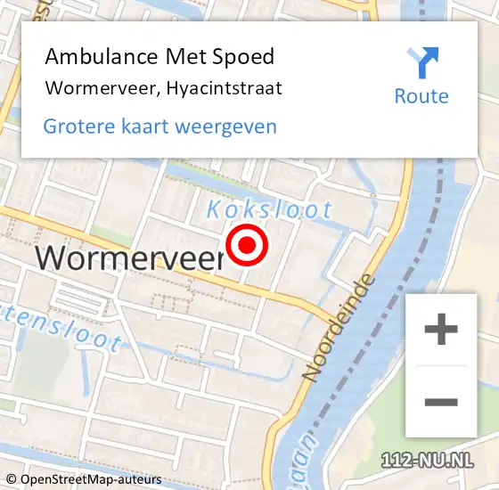 Locatie op kaart van de 112 melding: Ambulance Met Spoed Naar Wormerveer, Hyacintstraat op 13 oktober 2024 03:04