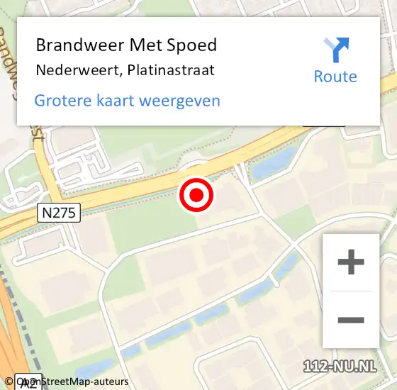 Locatie op kaart van de 112 melding: Brandweer Met Spoed Naar Nederweert, Platinastraat op 13 oktober 2024 03:23