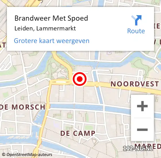 Locatie op kaart van de 112 melding: Brandweer Met Spoed Naar Leiden, Lammermarkt op 13 oktober 2024 03:28