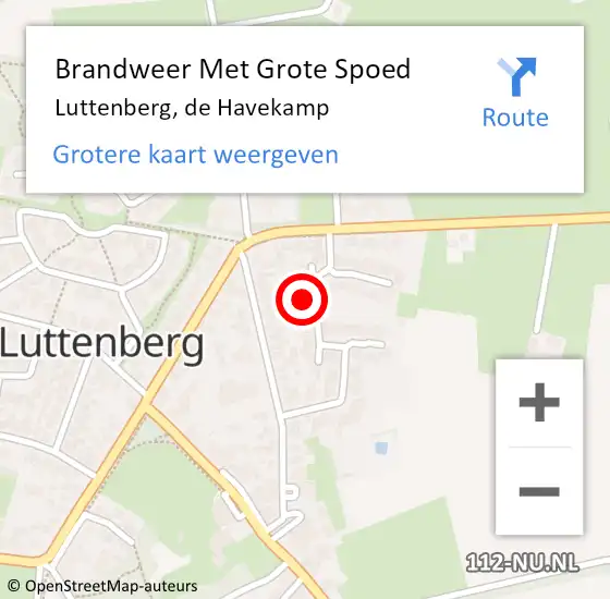 Locatie op kaart van de 112 melding: Brandweer Met Grote Spoed Naar Luttenberg, de Havekamp op 13 oktober 2024 03:33