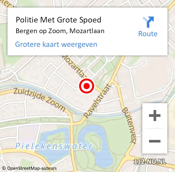 Locatie op kaart van de 112 melding: Politie Met Grote Spoed Naar Bergen op Zoom, Mozartlaan op 13 oktober 2024 03:35