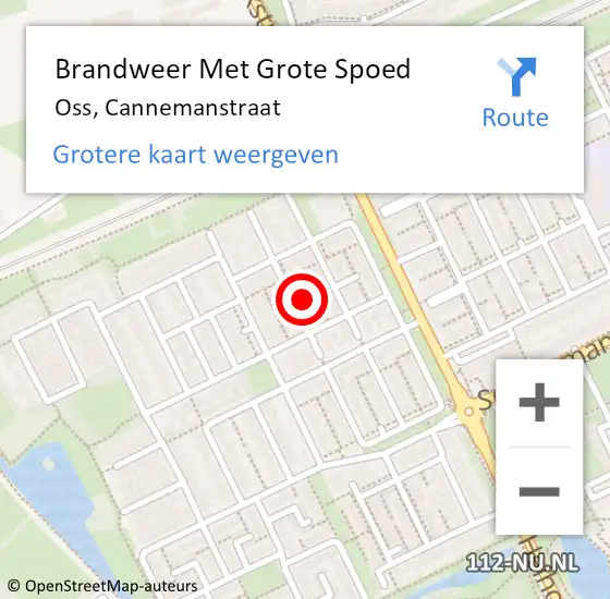 Locatie op kaart van de 112 melding: Brandweer Met Grote Spoed Naar Oss, Cannemanstraat op 13 oktober 2024 03:51