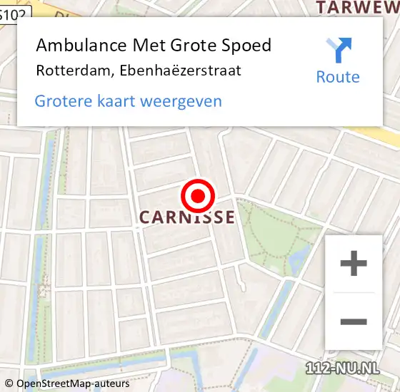 Locatie op kaart van de 112 melding: Ambulance Met Grote Spoed Naar Rotterdam, Ebenhaëzerstraat op 13 oktober 2024 04:13