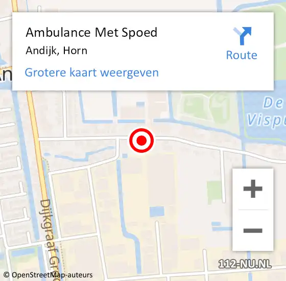 Locatie op kaart van de 112 melding: Ambulance Met Spoed Naar Andijk, Horn op 13 oktober 2024 04:30