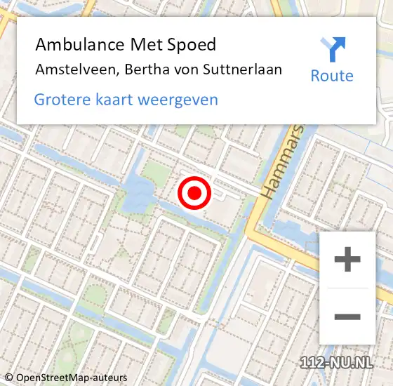 Locatie op kaart van de 112 melding: Ambulance Met Spoed Naar Amstelveen, Bertha von Suttnerlaan op 13 oktober 2024 05:26