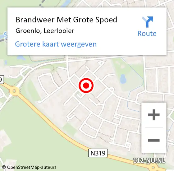 Locatie op kaart van de 112 melding: Brandweer Met Grote Spoed Naar Groenlo, Leerlooier op 13 oktober 2024 06:28