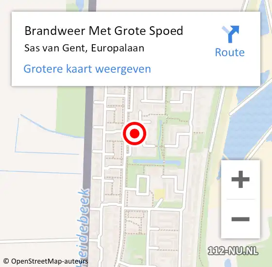 Locatie op kaart van de 112 melding: Brandweer Met Grote Spoed Naar Sas van Gent, Europalaan op 13 oktober 2024 06:47