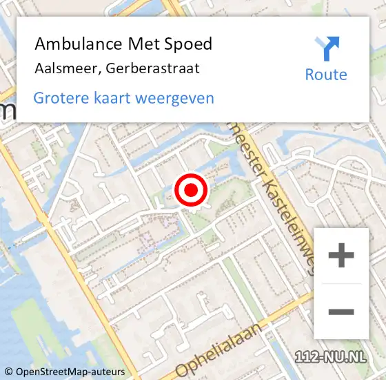 Locatie op kaart van de 112 melding: Ambulance Met Spoed Naar Aalsmeer, Gerberastraat op 13 oktober 2024 07:10