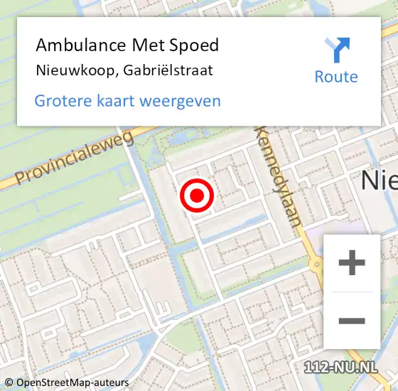 Locatie op kaart van de 112 melding: Ambulance Met Spoed Naar Nieuwkoop, Gabriëlstraat op 13 oktober 2024 07:38