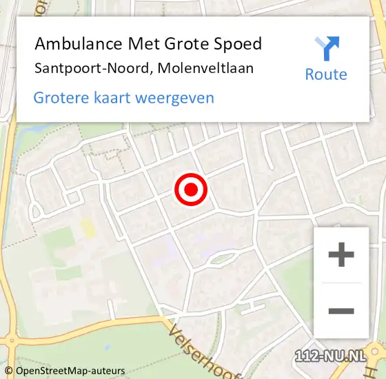 Locatie op kaart van de 112 melding: Ambulance Met Grote Spoed Naar Santpoort-Noord, Molenveltlaan op 13 oktober 2024 07:56