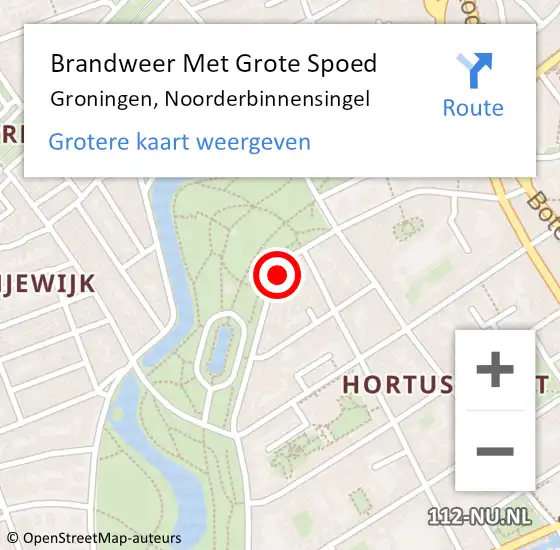 Locatie op kaart van de 112 melding: Brandweer Met Grote Spoed Naar Groningen, Noorderbinnensingel op 13 oktober 2024 07:59