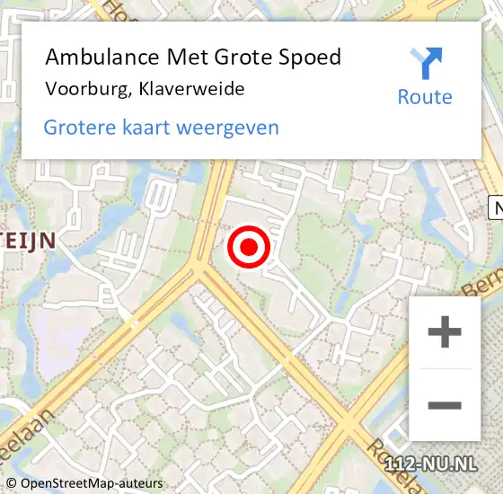 Locatie op kaart van de 112 melding: Ambulance Met Grote Spoed Naar Voorburg, Klaverweide op 13 oktober 2024 08:03