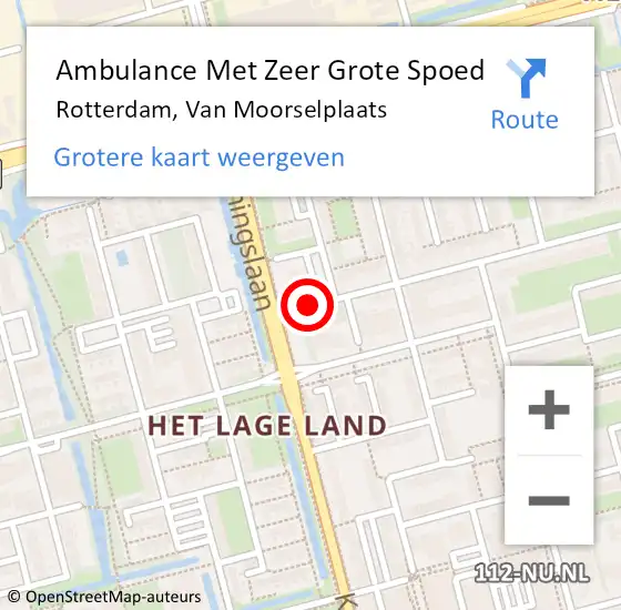 Locatie op kaart van de 112 melding: Ambulance Met Zeer Grote Spoed Naar Rotterdam, Van Moorselplaats op 13 oktober 2024 08:18