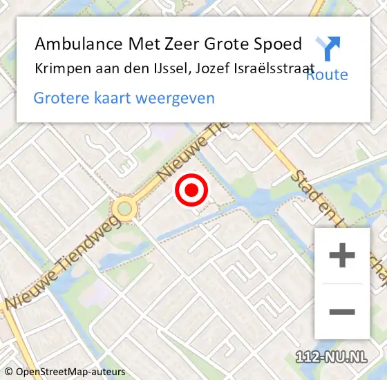 Locatie op kaart van de 112 melding: Ambulance Met Zeer Grote Spoed Naar Krimpen aan den IJssel, Jozef Israëlsstraat op 13 oktober 2024 08:22