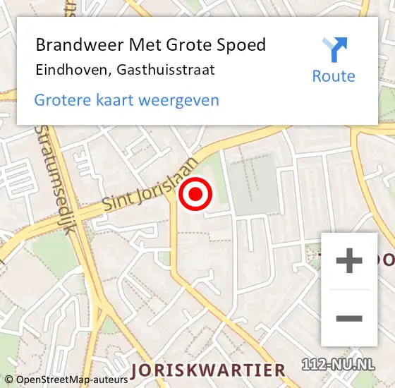 Locatie op kaart van de 112 melding: Brandweer Met Grote Spoed Naar Eindhoven, Gasthuisstraat op 13 oktober 2024 08:28