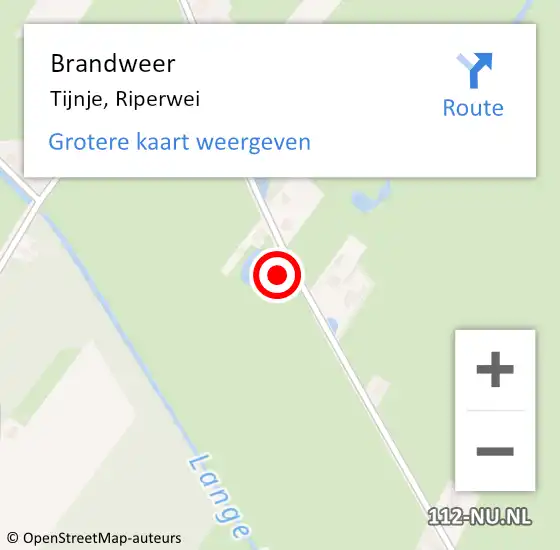 Locatie op kaart van de 112 melding: Brandweer Tijnje, Riperwei op 13 oktober 2024 08:37