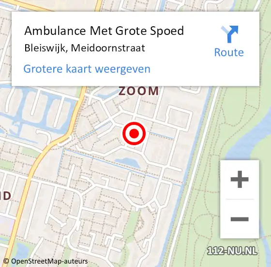 Locatie op kaart van de 112 melding: Ambulance Met Grote Spoed Naar Bleiswijk, Meidoornstraat op 13 oktober 2024 09:33