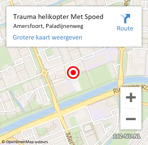 Locatie op kaart van de 112 melding: Trauma helikopter Met Spoed Naar Amersfoort, Paladijnenweg op 13 oktober 2024 09:36