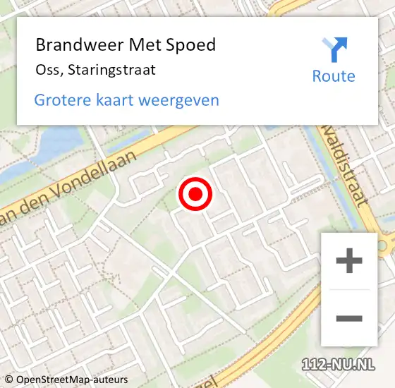 Locatie op kaart van de 112 melding: Brandweer Met Spoed Naar Oss, Staringstraat op 13 oktober 2024 10:01