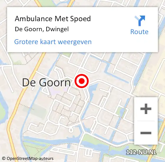 Locatie op kaart van de 112 melding: Ambulance Met Spoed Naar De Goorn, Dwingel op 13 oktober 2024 10:09