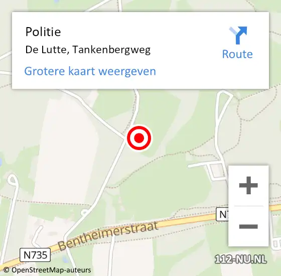 Locatie op kaart van de 112 melding: Politie De Lutte, Tankenbergweg op 13 oktober 2024 10:10