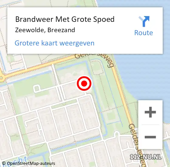 Locatie op kaart van de 112 melding: Brandweer Met Grote Spoed Naar Zeewolde, Breezand op 13 oktober 2024 10:13