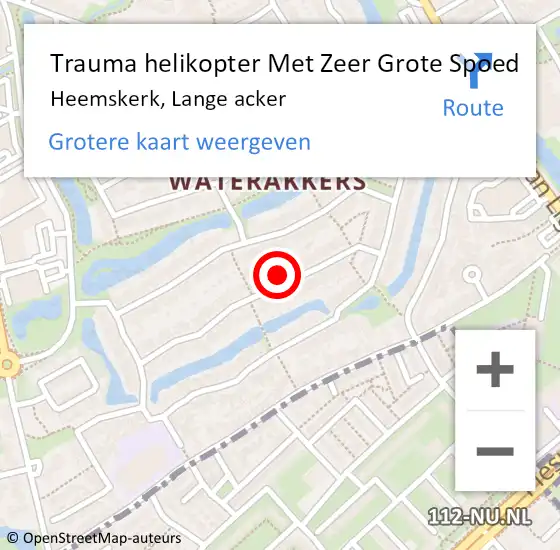 Locatie op kaart van de 112 melding: Trauma helikopter Met Zeer Grote Spoed Naar Heemskerk, Lange acker op 13 oktober 2024 10:36