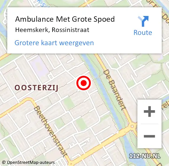 Locatie op kaart van de 112 melding: Ambulance Met Grote Spoed Naar Heemskerk, Rossinistraat op 13 oktober 2024 10:41