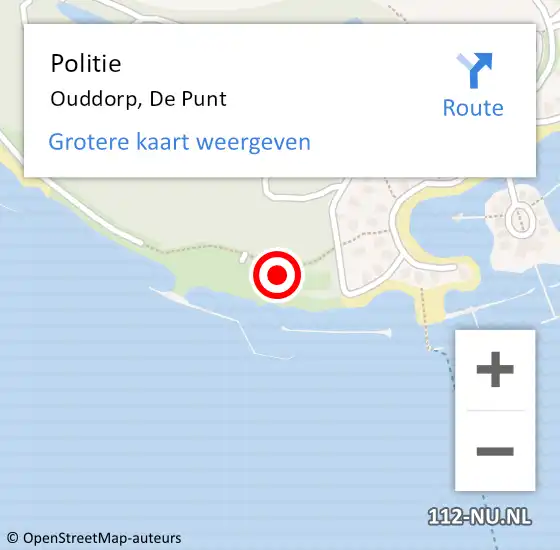 Locatie op kaart van de 112 melding: Politie Ouddorp, De Punt op 13 oktober 2024 10:44