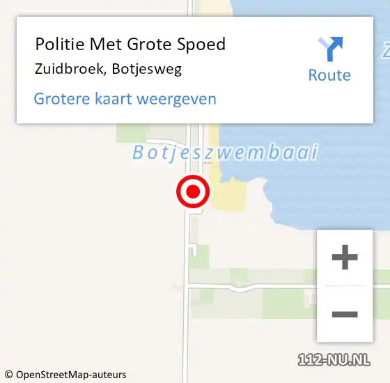 Locatie op kaart van de 112 melding: Politie Met Grote Spoed Naar Zuidbroek, Botjesweg op 13 oktober 2024 10:56