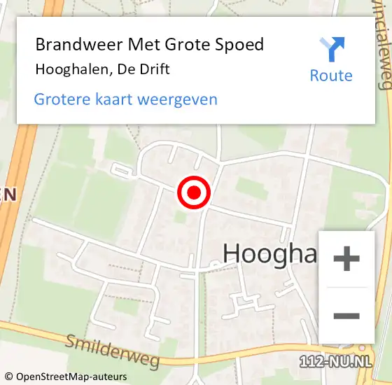 Locatie op kaart van de 112 melding: Brandweer Met Grote Spoed Naar Hooghalen, De Drift op 13 oktober 2024 10:57