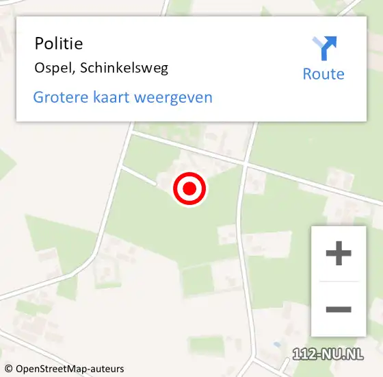 Locatie op kaart van de 112 melding: Politie Ospel, Schinkelsweg op 13 oktober 2024 11:00