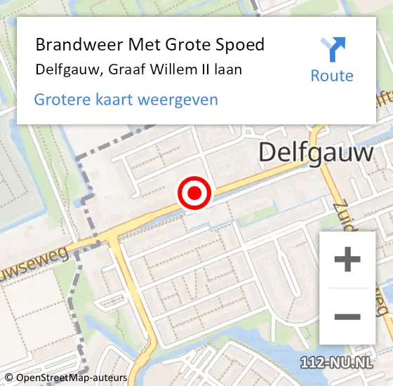 Locatie op kaart van de 112 melding: Brandweer Met Grote Spoed Naar Delfgauw, Graaf Willem II laan op 13 oktober 2024 11:01