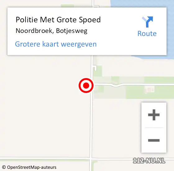 Locatie op kaart van de 112 melding: Politie Met Grote Spoed Naar Noordbroek, Botjesweg op 13 oktober 2024 11:12