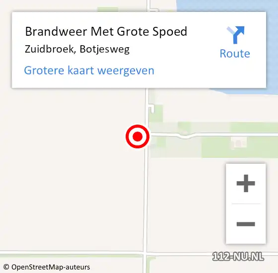 Locatie op kaart van de 112 melding: Brandweer Met Grote Spoed Naar Noordbroek, Botjesweg op 13 oktober 2024 11:19