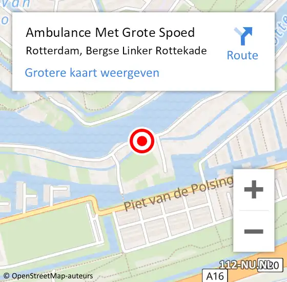 Locatie op kaart van de 112 melding: Ambulance Met Grote Spoed Naar Rotterdam, Bergse Linker Rottekade op 13 oktober 2024 11:33