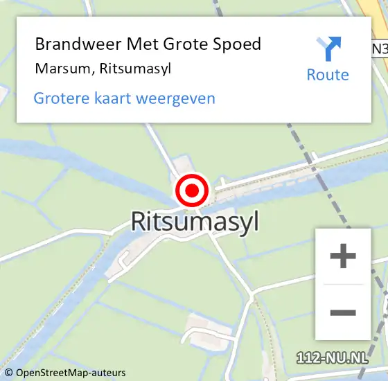 Locatie op kaart van de 112 melding: Brandweer Met Grote Spoed Naar Marsum, Ritsumasyl op 13 oktober 2024 11:42