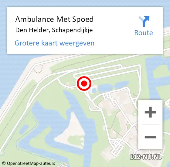 Locatie op kaart van de 112 melding: Ambulance Met Spoed Naar Den Helder, Schapendijkje op 13 oktober 2024 11:42