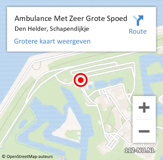 Locatie op kaart van de 112 melding: Ambulance Met Zeer Grote Spoed Naar Den Helder, Schapendijkje op 13 oktober 2024 11:43