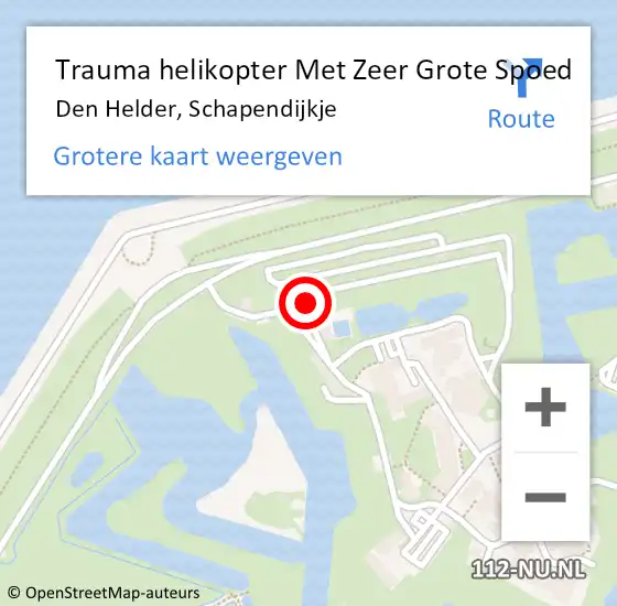 Locatie op kaart van de 112 melding: Trauma helikopter Met Zeer Grote Spoed Naar Den Helder, Schapendijkje op 13 oktober 2024 11:45