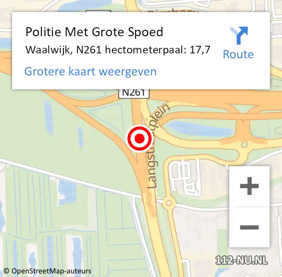 Locatie op kaart van de 112 melding: Politie Met Grote Spoed Naar Waalwijk, N261 hectometerpaal: 17,7 op 13 oktober 2024 11:47